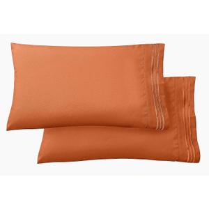 Elegant Comfort Luxury Ultra-Soft 2-Piece Pillowcase Set - 1500 Premium Hotel Quality Microfiber Double Brushed - Wrinkle Resistant, Standard/Queen, Coral