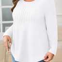 WYNNQUE Women's Plus Size Tops Long Sleeve Shirts Fall Outfits 2025 Trendy Pleated Blouses Dressy Casual Tops Clothes (XXL)