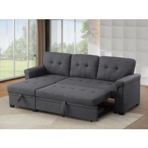 Ball & Cast L-Shape Reversible Sectional Sleeper Sofa Bed 4 in 1 Pull Out Couch with Storage Chaise & Removable Back Cushions,Convertible Sleeper Corner Couch Pull-Out Sofa Bed for Living Room,Office (Dark Gray-7)
