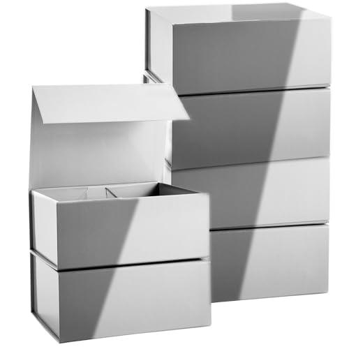 Stockroom Plus 6 Pack Magnetic Gift Boxes with Lids, 9.5 x 7 x 4 Inches for Birthday, Wedding, Groomsman and Bridesmaid Proposal Box (Gray) - Groomsmen Proposal Gift Box