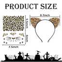 2 x Cheetah Ears Headband with Gold Cat Face Temporary Tattoos Leopard Print Ears Cat Whiskers Face Tattoo Stickers Leopard Makeup Halloween Cheetah Costume Accessories for Women Kids Adult(cheetah3)