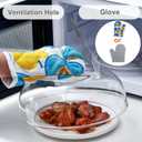 10 Inch Borosilicate Glass Microwave Splatter Cover for Food, All Glass Tall Splatter Guard Microwave Plate Light Serving Dish Covers Lid with Handle for Heating Food