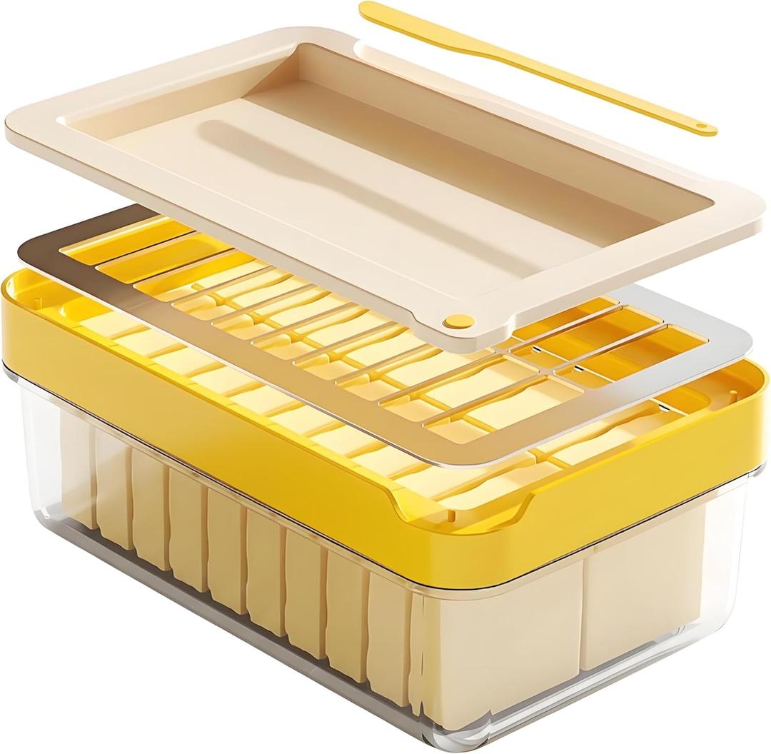 Butter Slicer Cutter, Stick Butter Container Dish with Lid for Fridge,Butter Container Butter Box Case for Countertop or Fridge