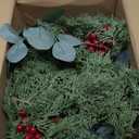 Winlyn Pine & Eucalyptus Greenery with Red Berries - 5.7 FT Hanging Garland for Holiday Home Decor