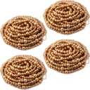 Giegxin 4 Pcs 32.8 Feet Wooden Bead Garland Rustic Boho Wood Bead Garland Decor Rustic Wall Hanging Ornaments for St. Patrick's Day Holiday Spring Farmhouse Party Decoration (Gold)