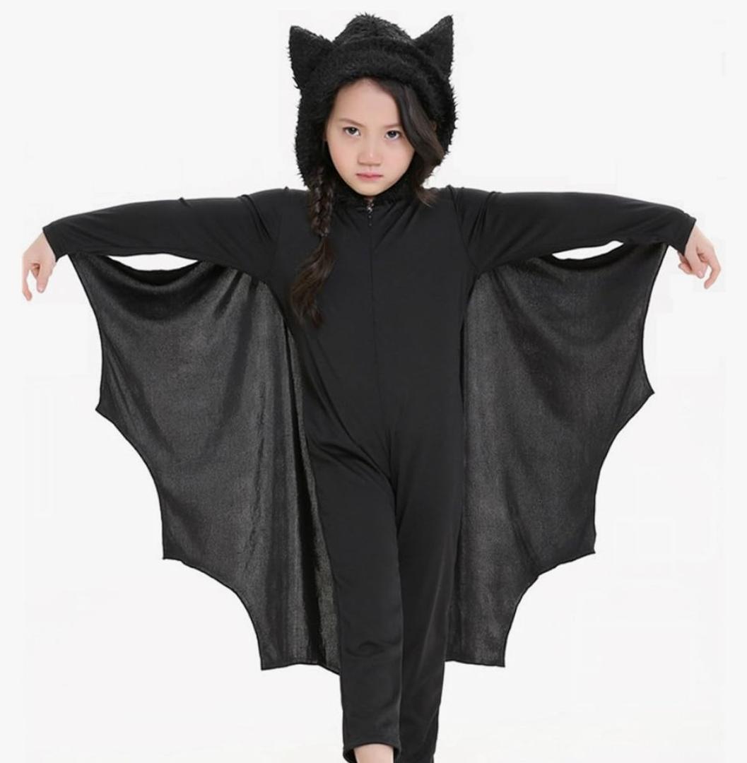 COOLJOY Kids Unisex Vampire Bat Costume, Jumpsuit Halloween Cosplay Costume Set, Large
