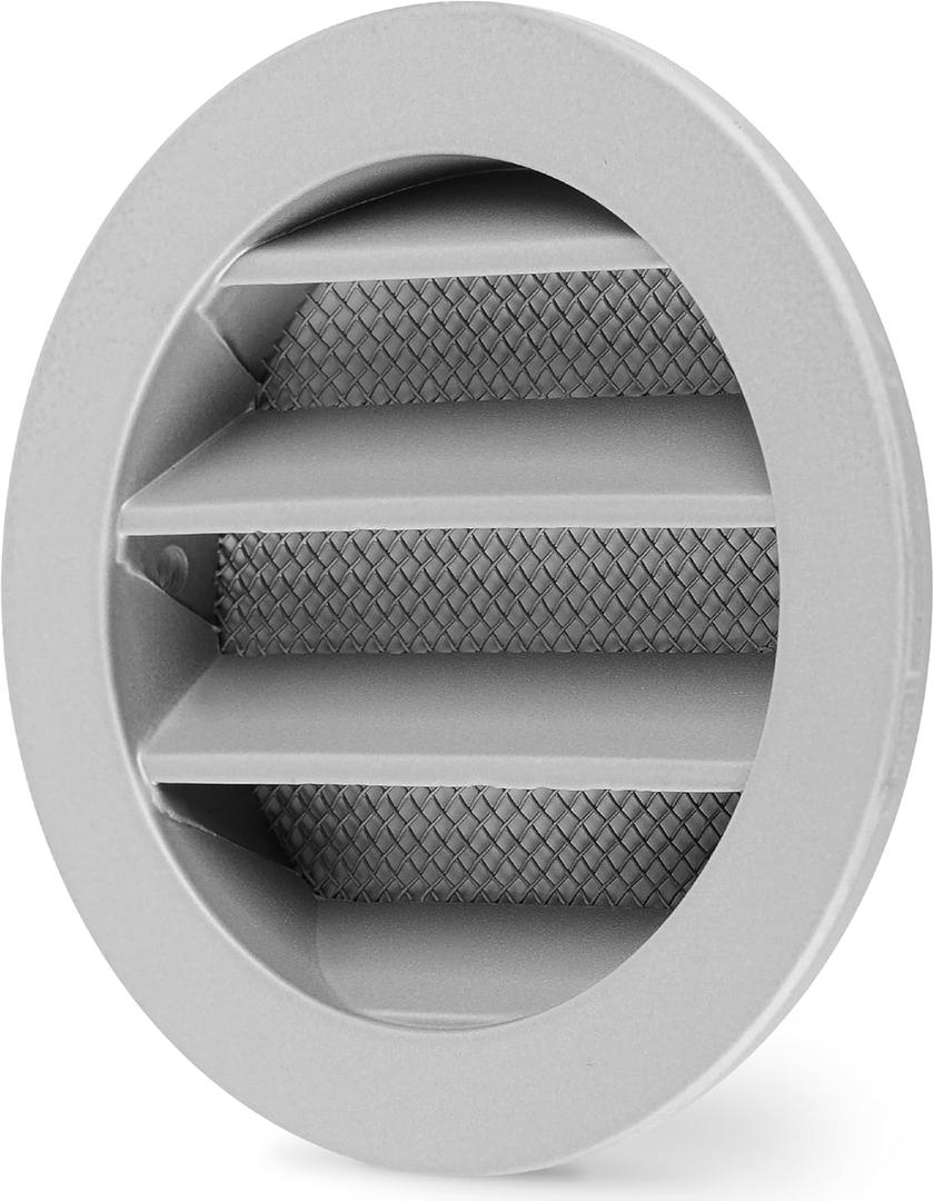 Calimaero WSGG 3" Inch Gray Round Metal Air Vent Grill Cover Flat Louver with Fly Screen Fits Only with Metal Ducts