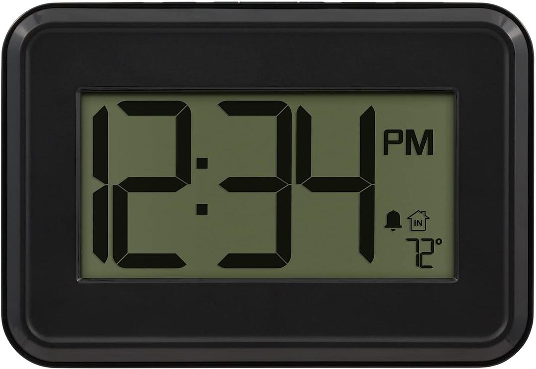La Crosse Technology 513-113 Digital Wall Clock with Temperature & Countdown Timer, Black