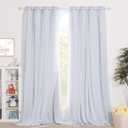 NICETOWN Nursery Bedroom Curtains 63 inch Length, Room Darkening Starry Drapes Overlapped with White Sheer for Kids/Thanksgiving Present (52" Wide, Greyish White, 4 Tie Backs Included)