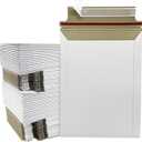 6x8 in (100 Pack) Ultra-Thick 450GSM Stay Flat Bulk Cardboard White Shipping Envelopes for Photos Documents DVD