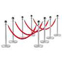 Crowd Control Barriers, Red Carpet Runner for Party with 5 FT Red Rope, Stainless Steel Red Carpet Ropes and Poles, 8 PCS Stanchions and Velvet Ropes for Theaters Hotels Clubs Wedding Ceremony