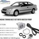 Timing Belt Kit with Water Pump Compatible with 1996 1997 1998 1999 2000 Honda Civic 1.6L SOHC L4 D16Y5 D16Y7 D16Y8 16V Engine # TKH005