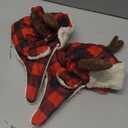 2 Pcs Christmas Antler Check Dog Santa Hat Adjustable Pet Red Plaid Pet Cap Xmas Antler Dog Hats for Small Medium Large Dogs(M)