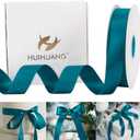 HUIHUANG Peacock Blue Satin Ribbon 1 inch x 50 Yards, Double-Faced Satin Fabric Ribbon for Christmas Gift Wrapping, Flower Bouquet, Invitations, Holiday Decor, Hairs, Bows Making