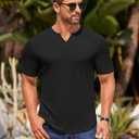 COOFANDY Mens Muscle T-Shirts V-Neck Slim Fit Workout Shirt Short Sleeve Longline Gym Athletic Tee Shirts (Black, XXXL)