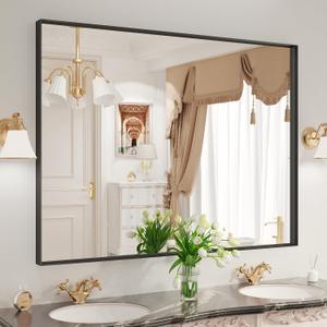 LOAAO Black Bathroom Mirror 48"X36"