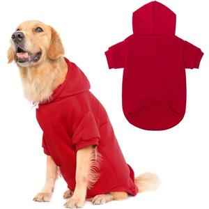 KOOLTAIL Dog Hoodie for Large Medium Small Dogs, Soft and Warm Pet Sweater with Leash Hole and Pocket Boy Girl, Puppy Fall Winter Jacket Clothes, French Pitbull Cold Weather Coat Sweatshirt, Red L (Large (Pack of 1))