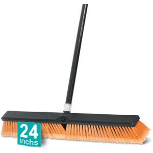 PBHEPJ 24 Inchs Push Broom Outdoor Heavy Duty, Shop Broom with 60" Long Handle for Cleaning Outdoor or Indoor Tile, Garage, Shop, Deck, Concrete, Wood, Stone, Patio Floor