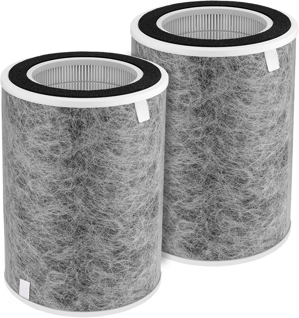 HP201 Air Purifier MAX Filter Compatible with Shark HP200 Series, HP201, HP202, HP302 & HC502 Air Purifier MAX, Part #HE2FKBAS, HE2FKBASMB, HE2FKPET, HE2FKPRO(2-Pack)