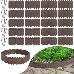 20-Pack Weaving Flower Bed Garden Edging Borders (20 FT) - No Dig Border Edgings with 8.5 Anchor Stakes & Interlocking Design-Thickened Borders for Lawns, Flower Beds & Landscaping