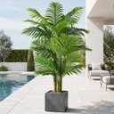 6ft Tall Triple Golden Cane Palm Artificial Tree Large Tropical Palm Tree UV Resistant Fake Plant in Pot for Indoor Outdoor Big House Living Room Outside Patio Office Home Decor, Pack of 1