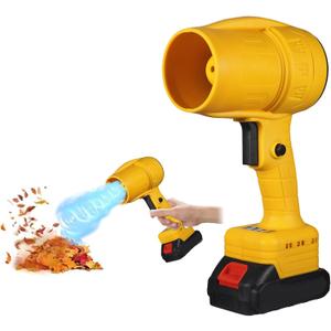 Electric Leaf Blower Cordless Handheld: 33000RPM Portable Leaf Blower with 2 * 21v Batteries and Charger - Hand Held Blower for Lawn Care, Patio (Yellow)