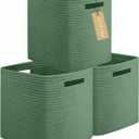 OIAHOMY Storage Cubes, 13 Inch Cube Storage Organizer, Collapsible Storage Bins, Baskets for Organizing, Storage Bins for Shelves-Green, 3-PACK