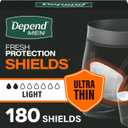 Depend Shields Incontinence Pads for Men, Light Absorbency, 180 Count, Packaging May Vary