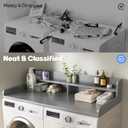 2-Tier Washer and Dryer Countertop with 2.75" H Guard,54" W x 27.5" D Laundry Countertop Cover with Non-Slip Pad,Large Space Laundry Topper for Folding Clothes Over Washer and Dryer-Standard-2 Tier (54"Wx27.5"Dx12"H), Grey