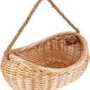 JJSQ Wicker Woven Basket with Jute Rope Handle Garden Harvest Basket Wicker Storage Baskets for Picnic, Easter, Organizing, Gathering Vegetables, Large 17" x 12" x 5"