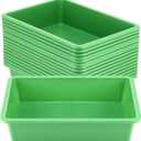 Hoteam 18 Pcs Flat Storage Organizer Bins Letter Size Paper Tray Classroom Storage Plastic Art Trays Classroom Pencil Organizer Baskets for School Office Teacher Book Organization(Green)