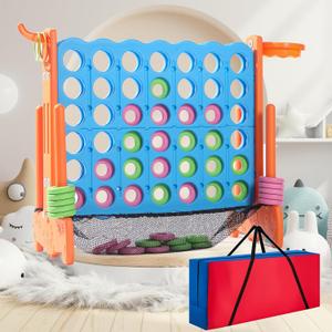 Giant 4 Row Game with Carrying Bag and Mesh Fabric .Giant 4-to-Score Game Set Suitable for Indoor and Outdoor Holiday Parties and Family Gatherings.Orange
