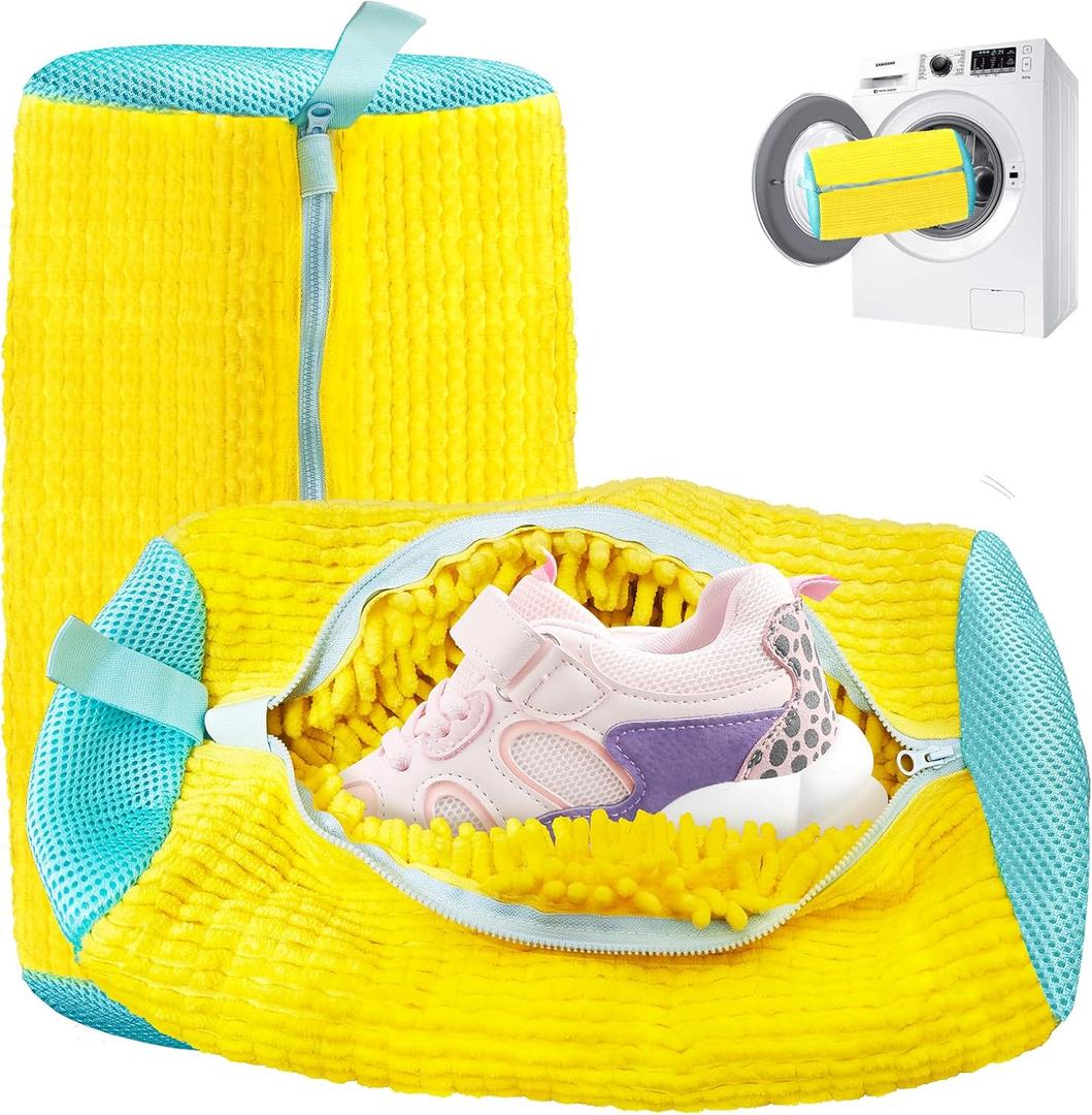 Shoe Washing Machine Bag, Shoe Laundry Bags, Shoe Washing Bag for Washer and Dryer (Yellow 2pcs)
