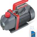 4 CFM Vacuum Pump, 1/3 HP Single Stage Rotary Vane Vacuum Pump for R12 R22 R134a R410a R502 Systems,AC Vacuum Pump Kit for HVAC Systems,Autmotive,Resin Degassing,Oil Included