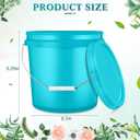 Ziliny 6 Pack 2 Gallon Plastic Bucket with Lid Heavy Duty Pail with Metal Handle Reusable Small Multipurpose Paint Buckets Container for Food Storage(Sky Blue)