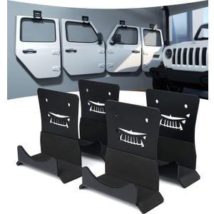 Storage Door Hangers Compatible with 1956-2024 Jeep Wrangler, Wall-Mounted Removable Door Storage Holder with Rubber Lining - 4PACK