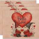 Valentine Placemats Set of 4 12x18 inch Gnome Table Mats for Dining Linen Placemats Farmhouse Kitchen Decorations Desk Mat for Outdoor Home Party Kitchen Seasonal (Color*39)