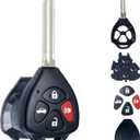 SUPALAND Key Fob Shell Case Replacement Fits for Toyota Camry Corolla Venza Avalon 2007 2008 2009 2010 2011 2012 2013 Keyless Entry Remote Control 4 Button Pad Key Cover