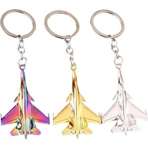 3 Pcs Set 3D Airplane keychain,Funny Helicopter Plane Pendant Charms Keychains Accessories Gifts For Car Key Ring,Backpacks (Fighter)