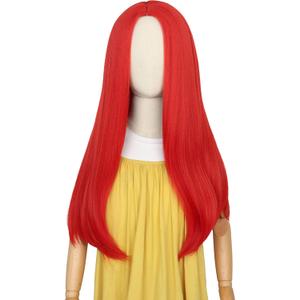 Yan Dream Long Straight Red Wig for Girls Middle Part Cosplay Halloween Party Wig