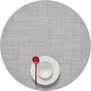 Chilewich Mini Basketweave Placemats - Round Woven Placemats Set of 4 - Reusable, Stain-Resistant, Indoor/Outdoor Tabletop Protection - Mist - 15" Round