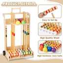 Hiboom 6 Player Croquet Set for Adults & Family with Rolling Wooden Stand, 28" Rubber Wood Mallets with Colorful Resin Balls, Vintage Outdoor Lawn Game Kit for Friends Backyard Park Party Supplies