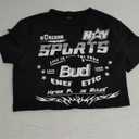 WDIRARA Men's Oversized Jersey Shirt Number Letter Graphic Short Sleeve Tee Streetwear M