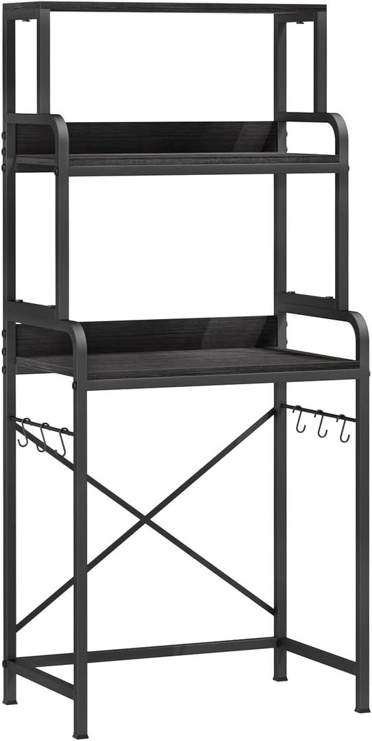 4-Tier Mini Fridge with Storage,Mini Fridge Shelf,Microwave Stand with Storage,Bakers Rack with Storage Shelf,Microwave Oven Stand with,Mini Fridge for Dorm (Black)