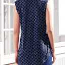 Halife Women's Sleeveless Floral Print V Neck Tunic Tank Tops Blouse Shirts (L)