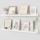 Dreamland Picture Ledge Shelf for Wall, Floating Shelves Set of 2, 32 Inch Long Floating Shelves with Lip for Living Room, Bedroom, Bathroom, Kitchen, White