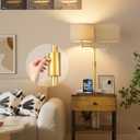 Lightdot 54IN Dimmable (Brightness Adjustable) End Table with Lamp Attached, Floor Lamp with Drawer and Shelf, 3000K E26 Bulb Included, 350 Rotatable Standing Lamps for Living Room-Amber (1T Amber)
