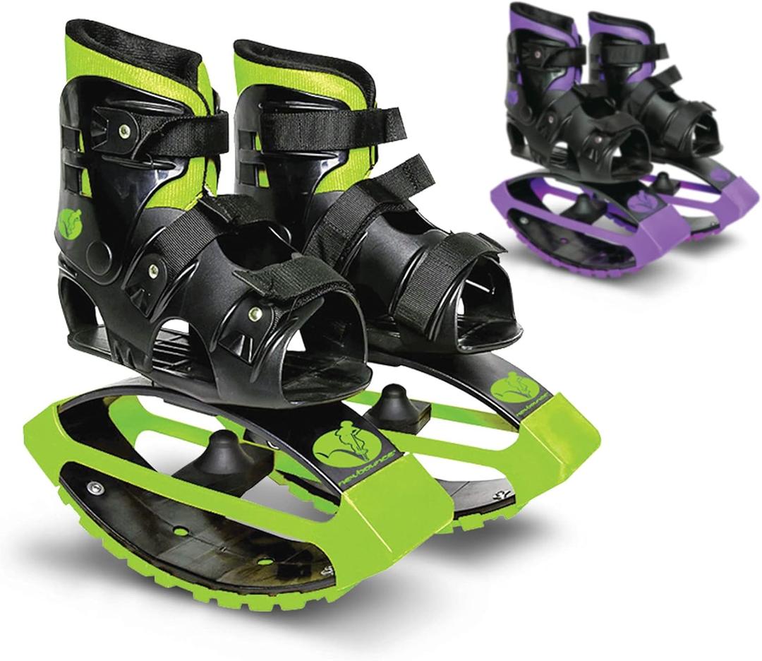 New Bounce Jumping Shoes - Kangaroo Jumping Shoes for Kids - Exercise Moon Shoes - Bouncy Shoes for Ages 8-12 - Size 1-6 (32-38 EU) (Green)