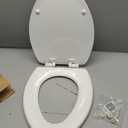 Mayfair Linden Slow Close Toilet Seat, Non Slip Heavy Duty Wood, Easy Install, Elongated, White