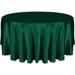 Entisn 1 Pack 120 Inch / 10ft Round Tablecloth, Green Satin Table Cover for 8-12 Seats, Wrinkle Resistant and Washable Silky Table Cloths for Wedding Party Banquet Events Decoration